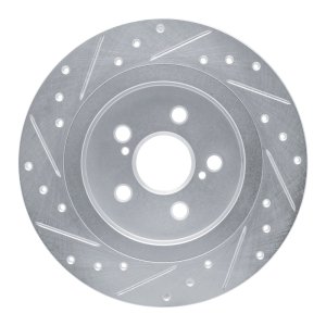 Lexus CT200H Brake Rotor (1) - Rear Right - R1 Concepts - Drilled & Slotted - Silver - `11-`17